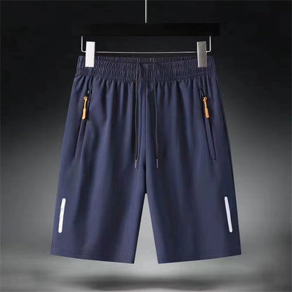 Men'S Summer Ultra-Thin Ice Silk Beach Casual Shorts Jogging Sport Quick Dry Male Zipper Loose Gym Sports Short Pants Sweatpant