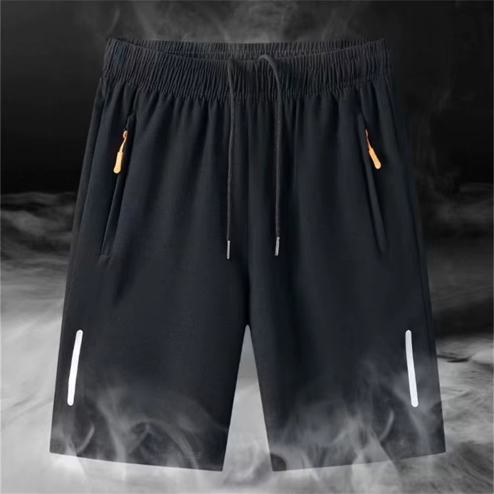 Men'S Summer Ultra-Thin Ice Silk Beach Casual Shorts Jogging Sport Quick Dry Male Zipper Loose Gym Sports Short Pants Sweatpant
