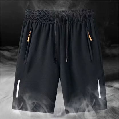 Men'S Summer Ultra-Thin Ice Silk Beach Casual Shorts Jogging Sport Quick Dry Male Zipper Loose Gym Sports Short Pants Sweatpant