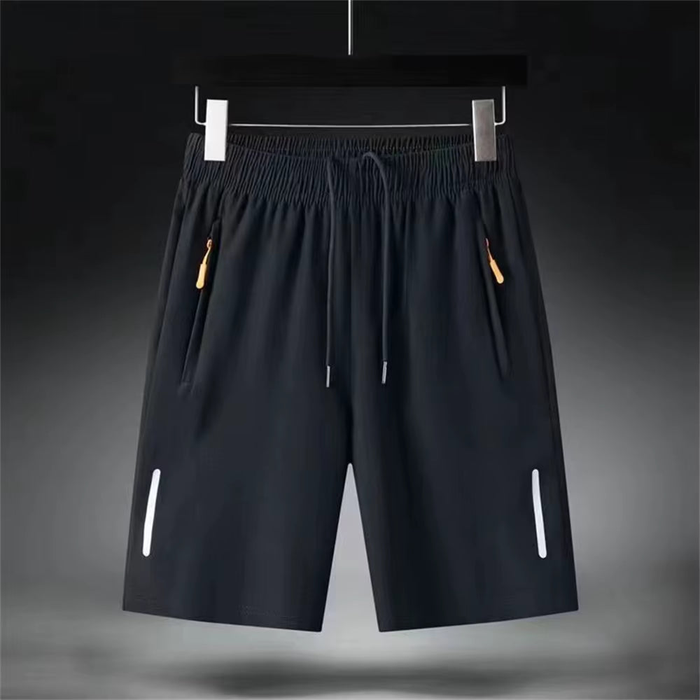 Men'S Summer Ultra-Thin Ice Silk Beach Casual Shorts Jogging Sport Quick Dry Male Zipper Loose Gym Sports Short Pants Sweatpant
