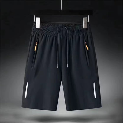 Men'S Summer Ultra-Thin Ice Silk Beach Casual Shorts Jogging Sport Quick Dry Male Zipper Loose Gym Sports Short Pants Sweatpant