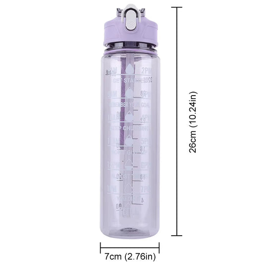 800Ml Sports Water Bottle Leakproof Motivational Drinking Bottle Outdoor Gradient Water Bottle Portable Gym Fitness Durable Cup