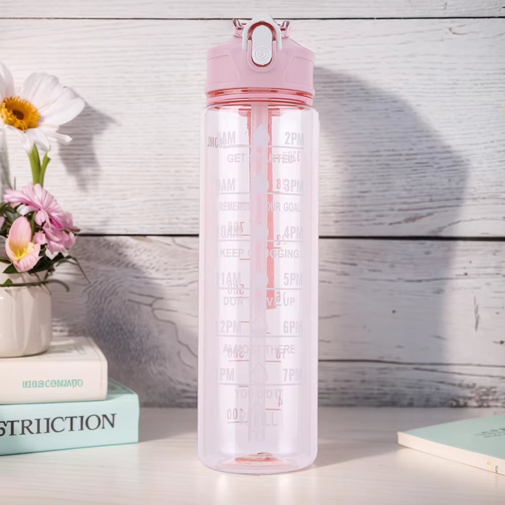 800Ml Sports Water Bottle Leakproof Motivational Drinking Bottle Outdoor Gradient Water Bottle Portable Gym Fitness Durable Cup