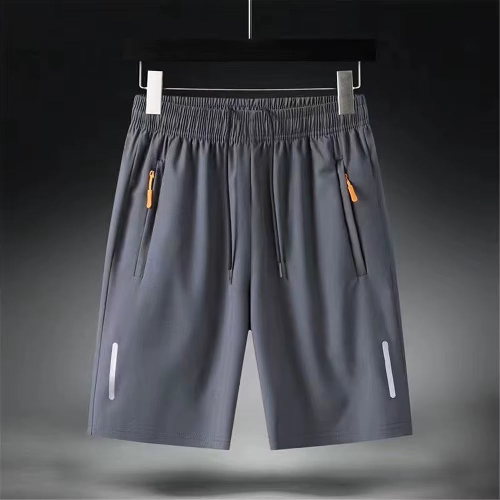 Men'S Summer Ultra-Thin Ice Silk Beach Casual Shorts Jogging Sport Quick Dry Male Zipper Loose Gym Sports Short Pants Sweatpant