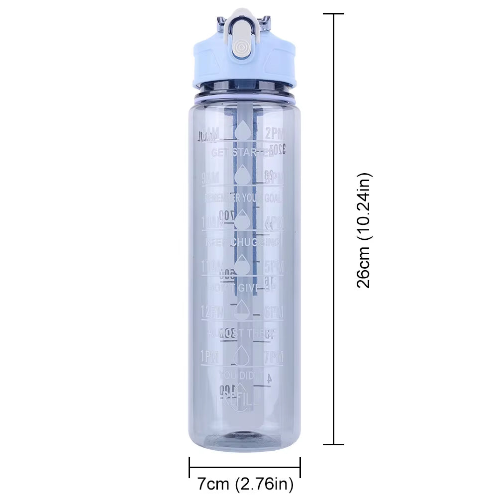 800Ml Sports Water Bottle Leakproof Motivational Drinking Bottle Outdoor Gradient Water Bottle Portable Gym Fitness Durable Cup