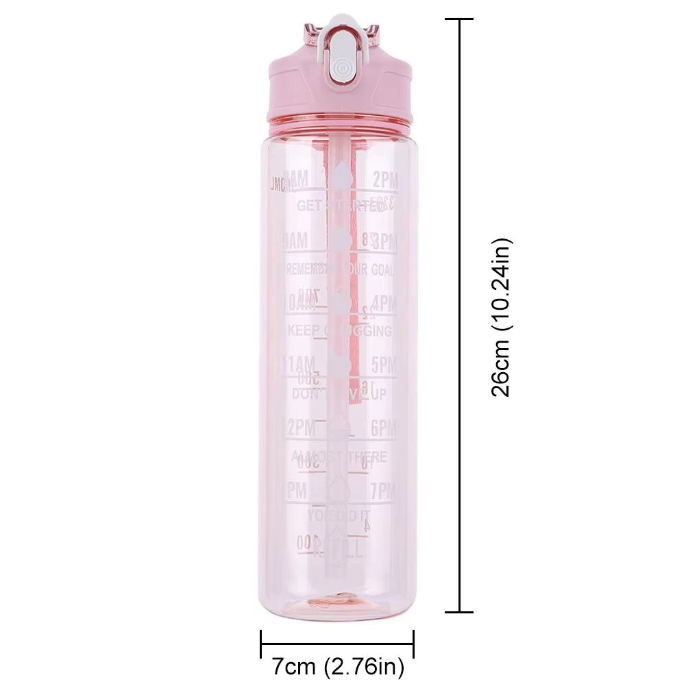 800Ml Sports Water Bottle Leakproof Motivational Drinking Bottle Outdoor Gradient Water Bottle Portable Gym Fitness Durable Cup